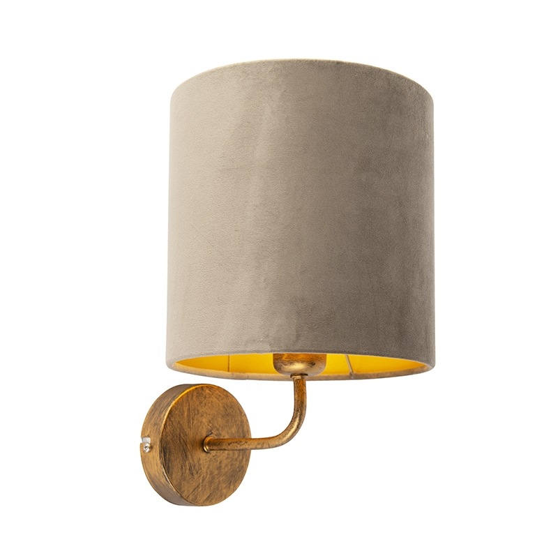 Vintage nástěnná lampa zlatá s taupe
