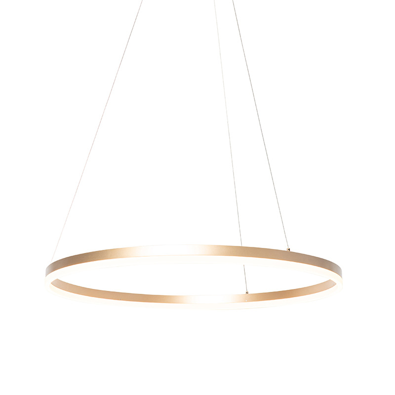 Designová prstenová závěsná lampa zlatá 80 cm včetně