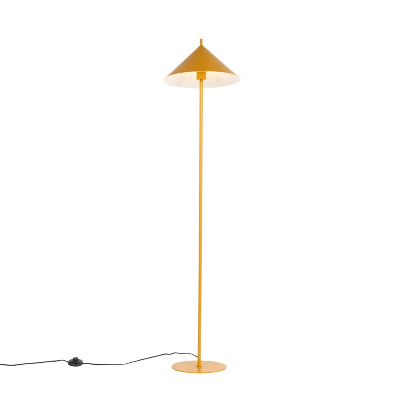 Designová stojací lampa žlutá