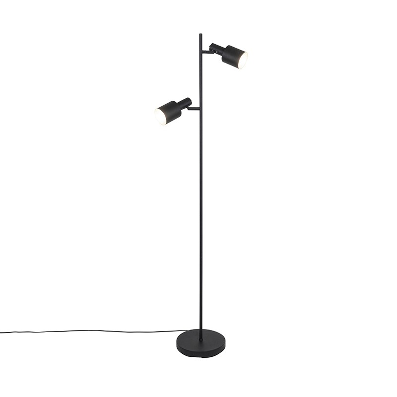 Moderní stojací lampa černá 2-světla