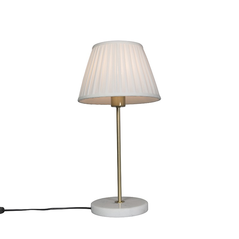 Retro stolní lampa mosaz s skládaným odstínem