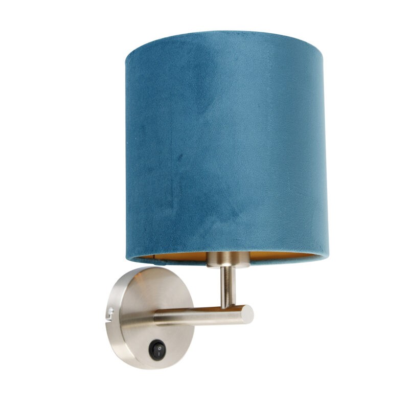 Elegantní nástěnná lampa z oceli s modrým