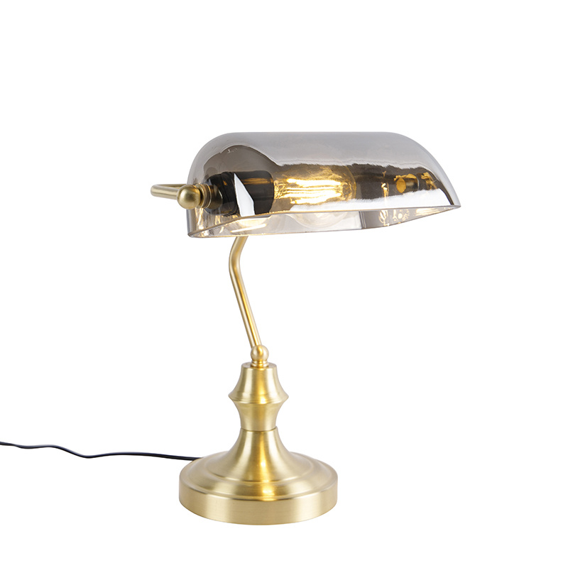 Klasická notářská lampa zlatá s kouřovým