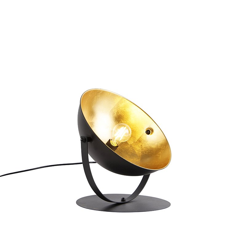 Průmyslová stolní lampa černá se zlatem nastavitelná