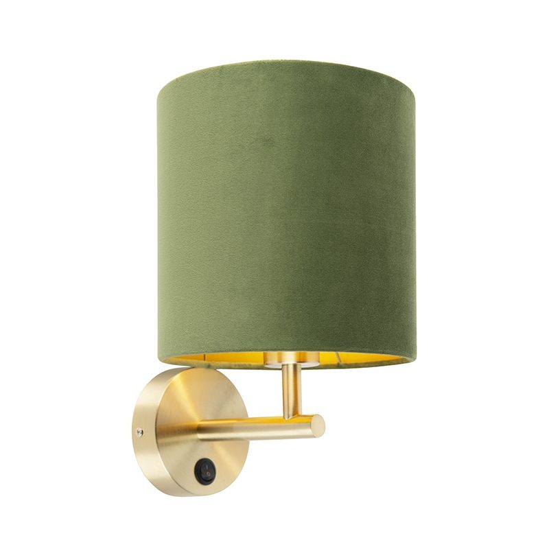 Elegantní nástěnná lampa zlatá se zeleným