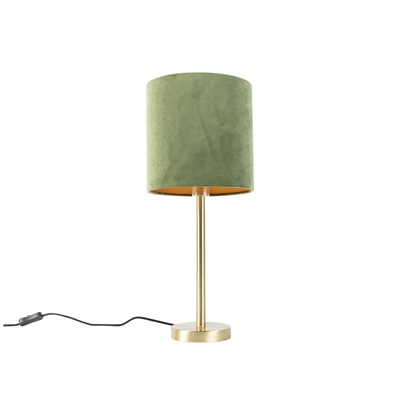 Botanická stolní lampa mosaz se zeleným odstínem