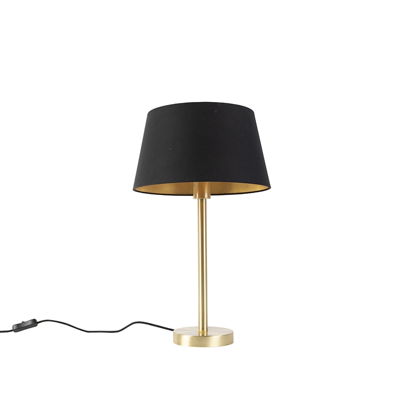Klasická stolní lampa mosaz s černým odstínem