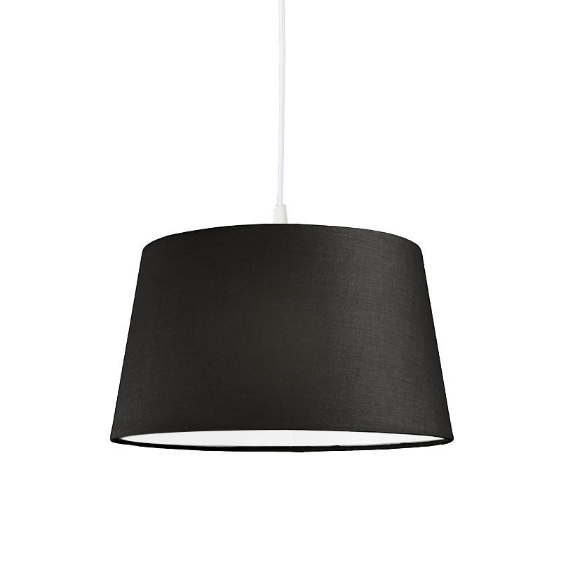 Moderní závěsná lampa bílá s černým odstínem