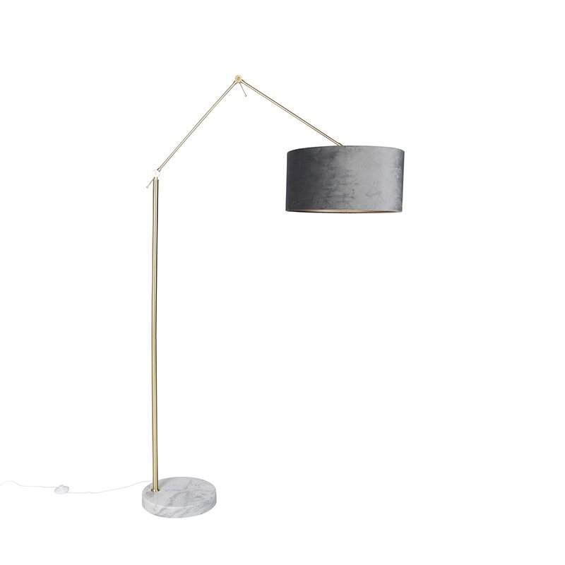 Moderní stojací lampa zlaté sametové odstín šedé