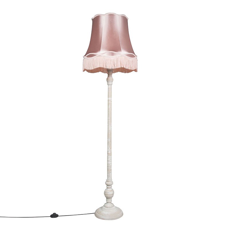Retro stojací lampa šedá s růžovým
