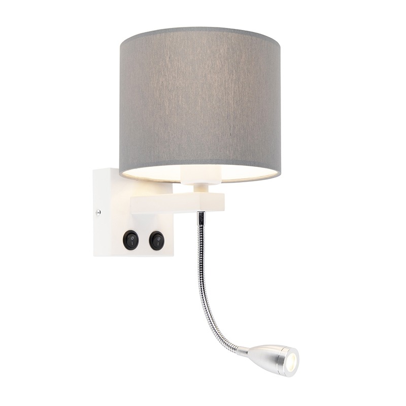 Moderní nástěnná lampa bílá se šedým