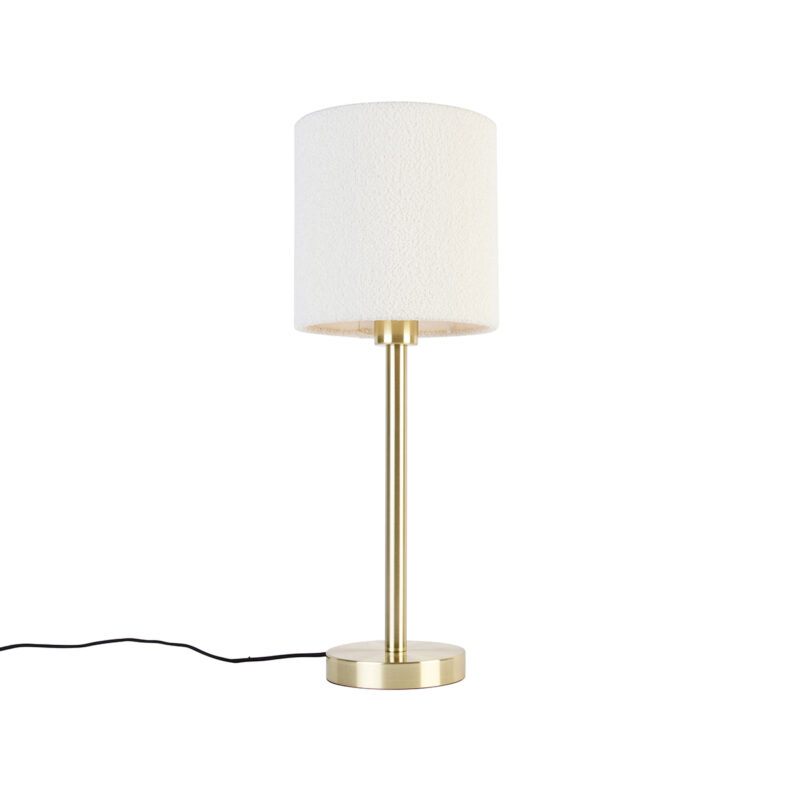 Klasická stolní lampa mosazná se stínítkem bílá