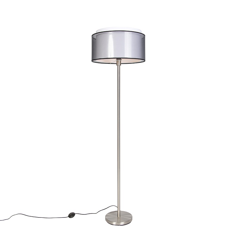 Designová stojací lampa z oceli s černo-bílým