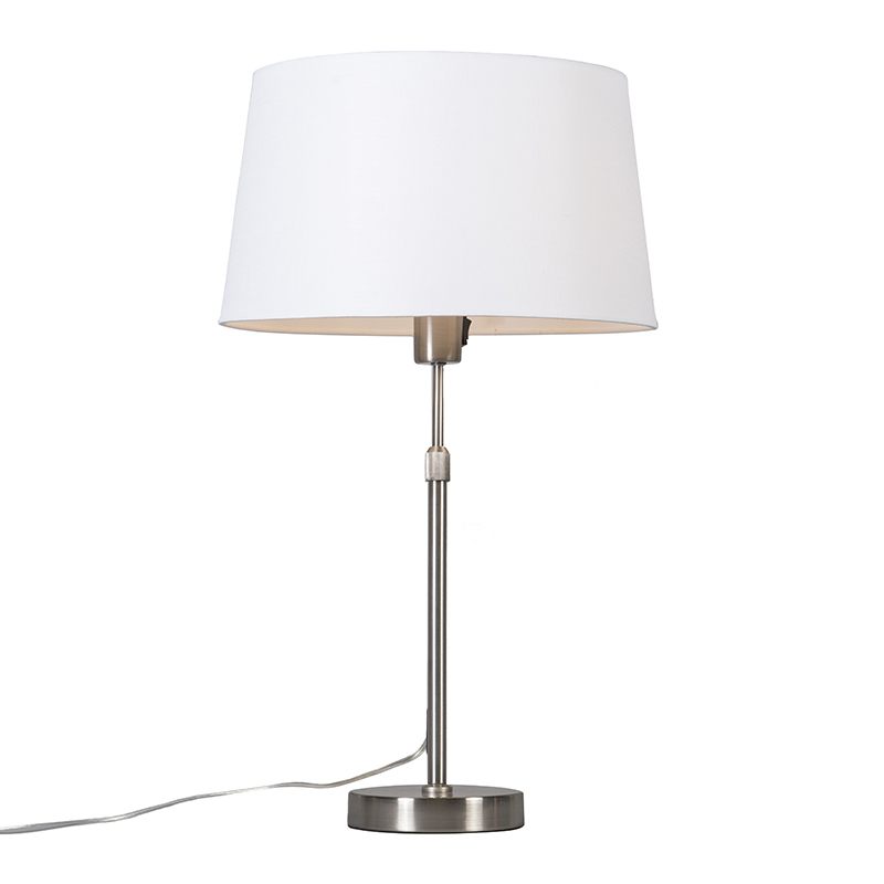 Stolní lampa ocelová s odstínem bílá 35