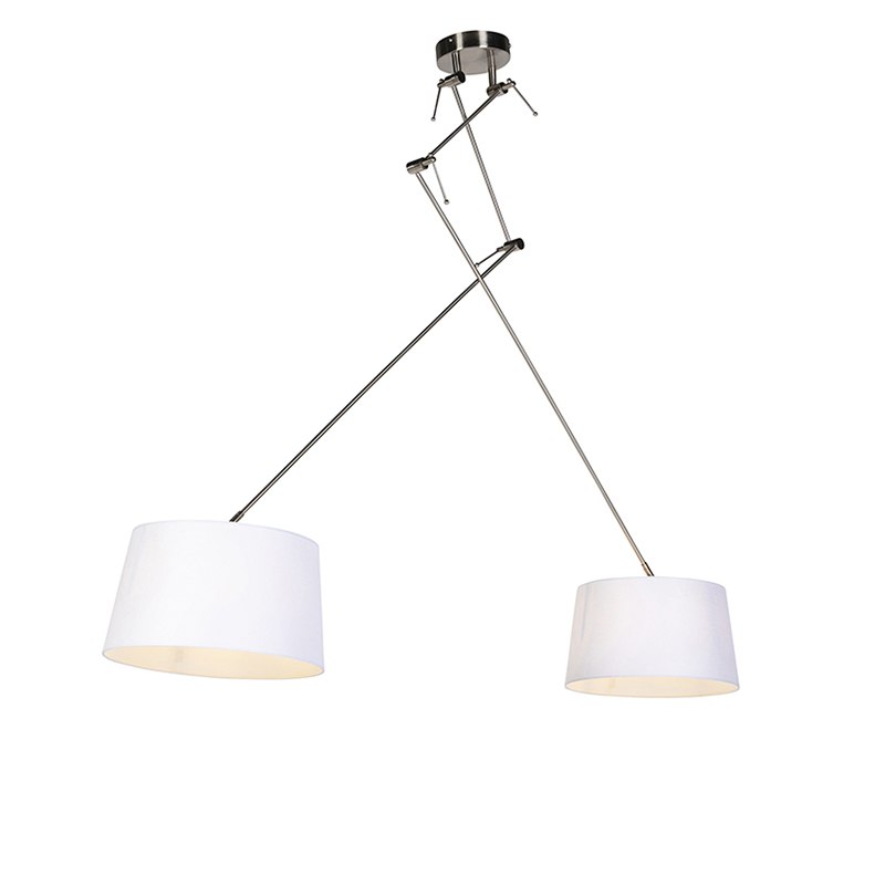 Závěsná lampa s lněnými odstíny bílé 35
