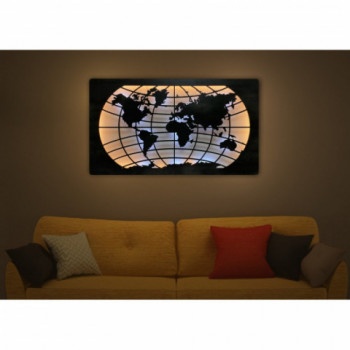 Li-Go "Mapa světa rovnoběžky" světelný obraz 110x60cm