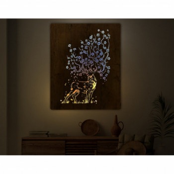 Li-Go "Jelen a sakura" světelný obraz s baterií 70x100cm