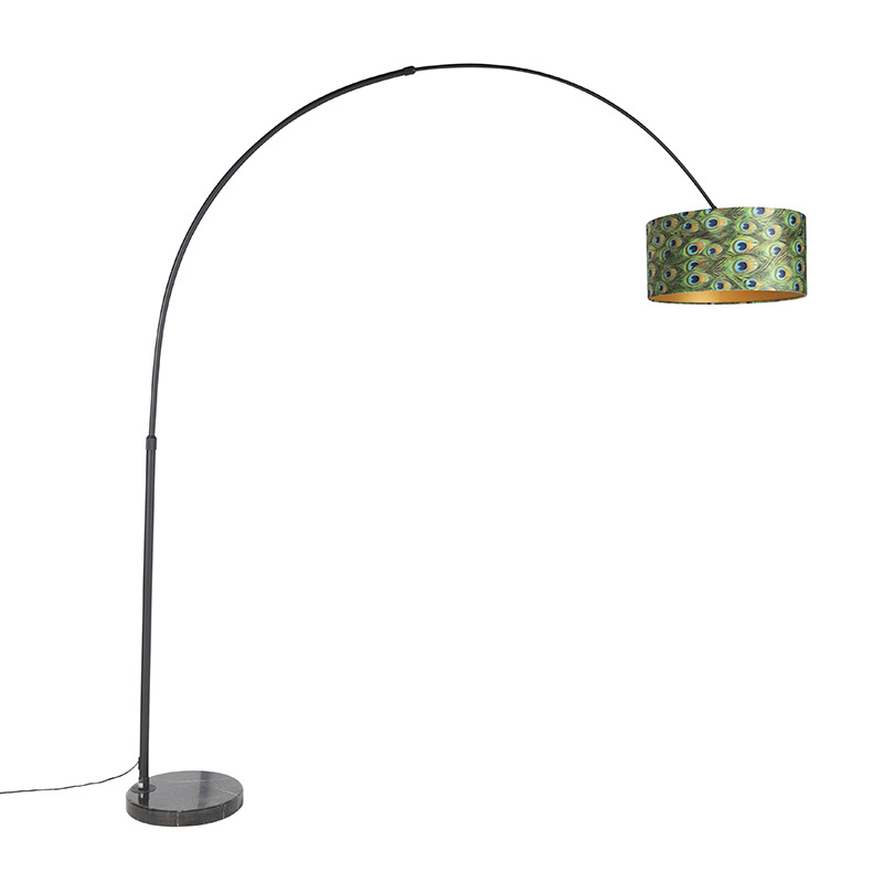 Botanická oblouková lampa černý sametový odstín páv