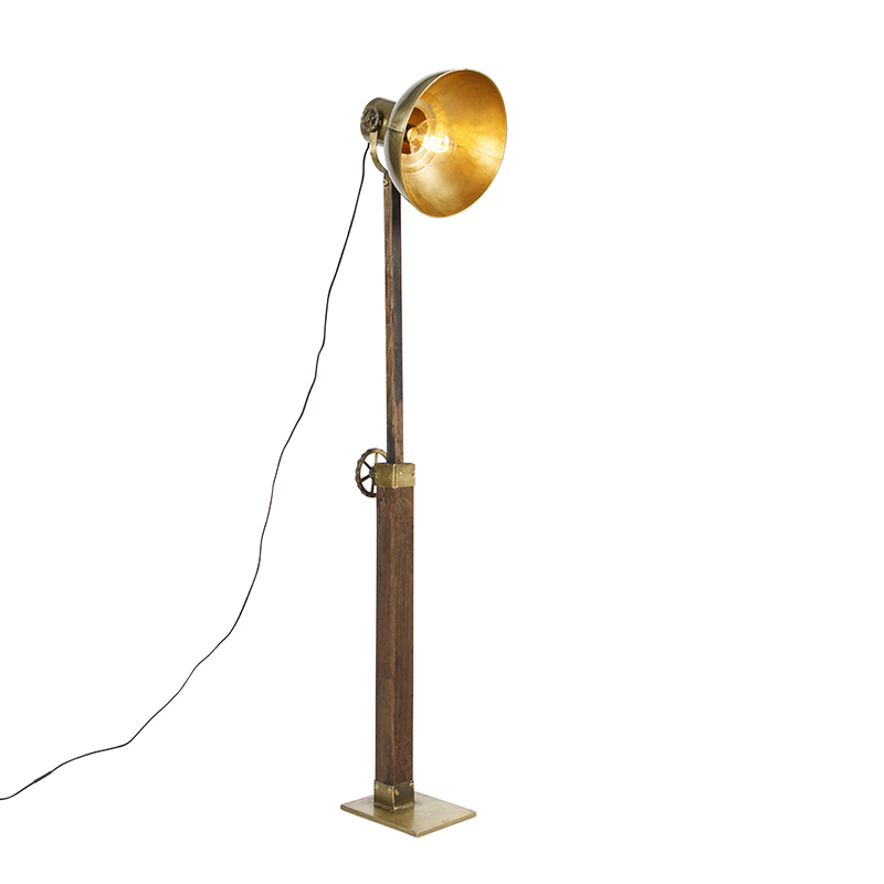 Průmyslová stojací lampa bronzová se