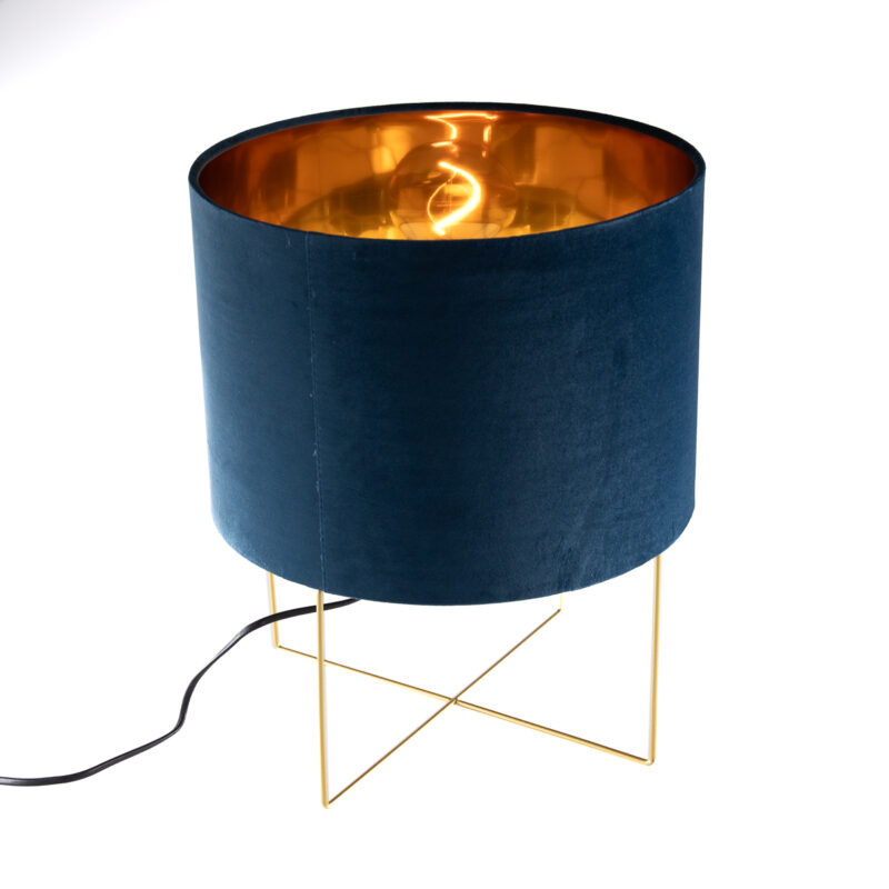 Moderne tafellamp blauw met goud