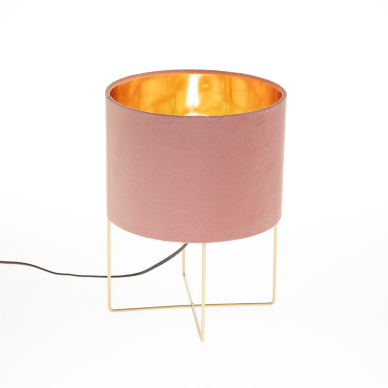 Moderne tafellamp roze met goud