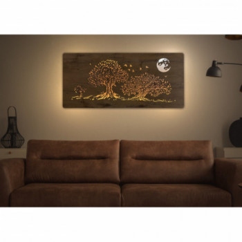 Li-Go "Tři duby a měsíc" světelný obraz s baterií 110x50cm