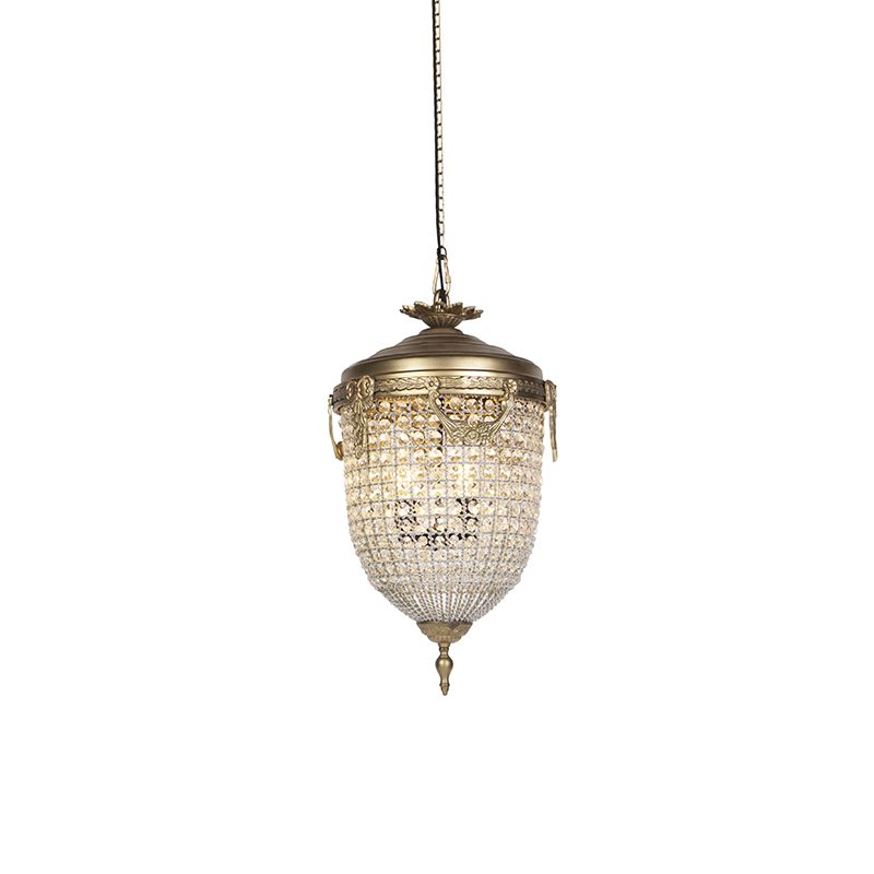 Art Deco závěsná lampa krystal se zlatem