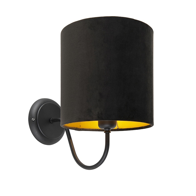 Klasická nástěnná lampa černá s černým